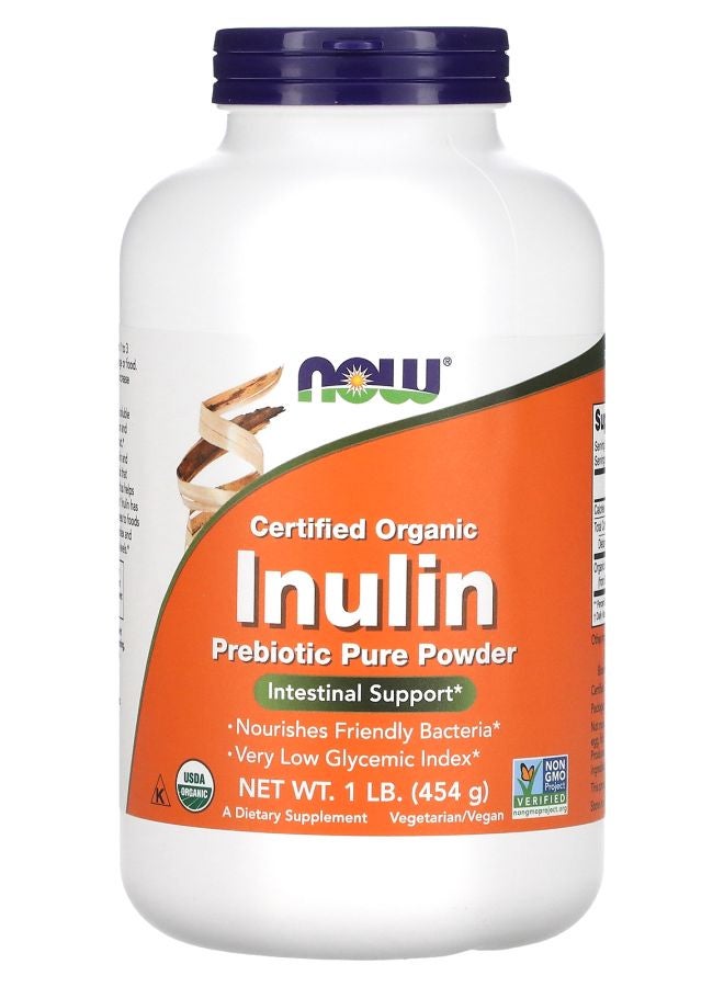 now Certified Organic Inulin Prebiotic Pure Powder 1 lb (454 g)