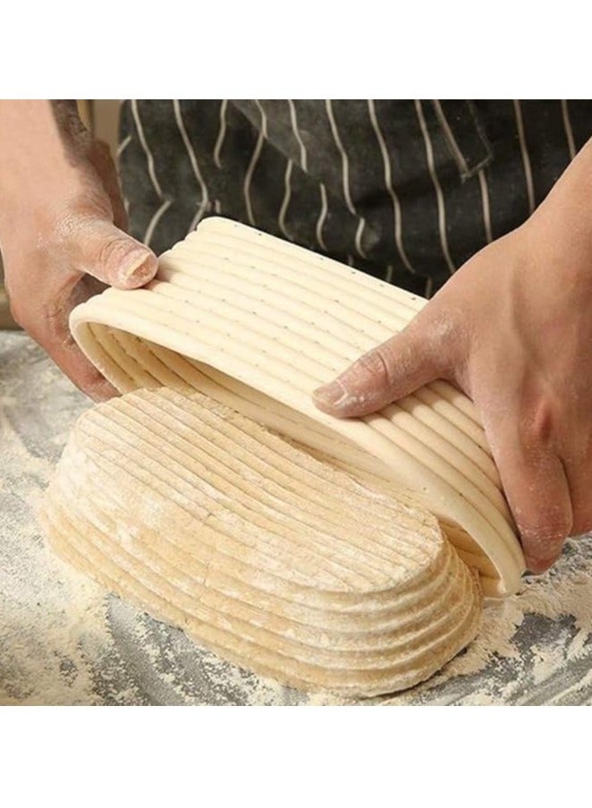 2 Pack Bread Proofing Basket Natural Rattan Bread Basket Oval Shape Dough Bread Making Bowls with Linen Liner for Professional and Home Bakersand - Image 4