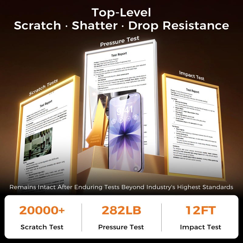 Zeniss NeverBreak 9H+ Hardness for iPhone 17 Screen Protector 12FT Military Grade Protection (Scratch, Shatter, Drop Resistance) Tempered Glass Full Edge Coverage 6.3" 2025, 2 Pack with De-Bubble Card - Image 3
