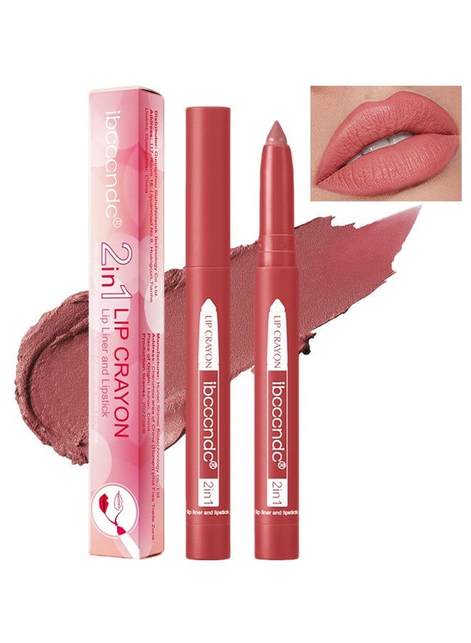 ibcccndc 2 In 1 Lip Crayon, Lip Liner And Lipstick, With Built-in Sharpener, Precision Tip Matte Lip Liner Pen, Long-lasting Smudge-proof Lip Crayon 5# - Image 1