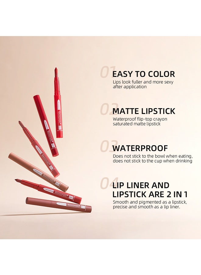 ibcccndc 2 In 1 Lip Crayon, Lip Liner And Lipstick, With Built-in Sharpener, Precision Tip Matte Lip Liner Pen, Long-lasting Smudge-proof Lip Crayon 5# - Image 4