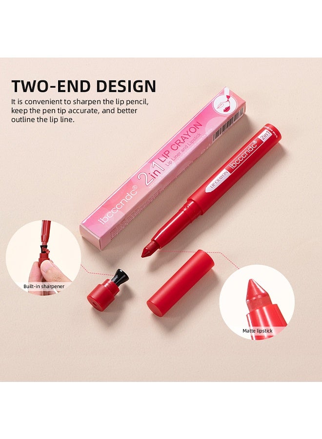 ibcccndc 2 In 1 Lip Crayon, Lip Liner And Lipstick, With Built-in Sharpener, Precision Tip Matte Lip Liner Pen, Long-lasting Smudge-proof Lip Crayon 5# - Image 5