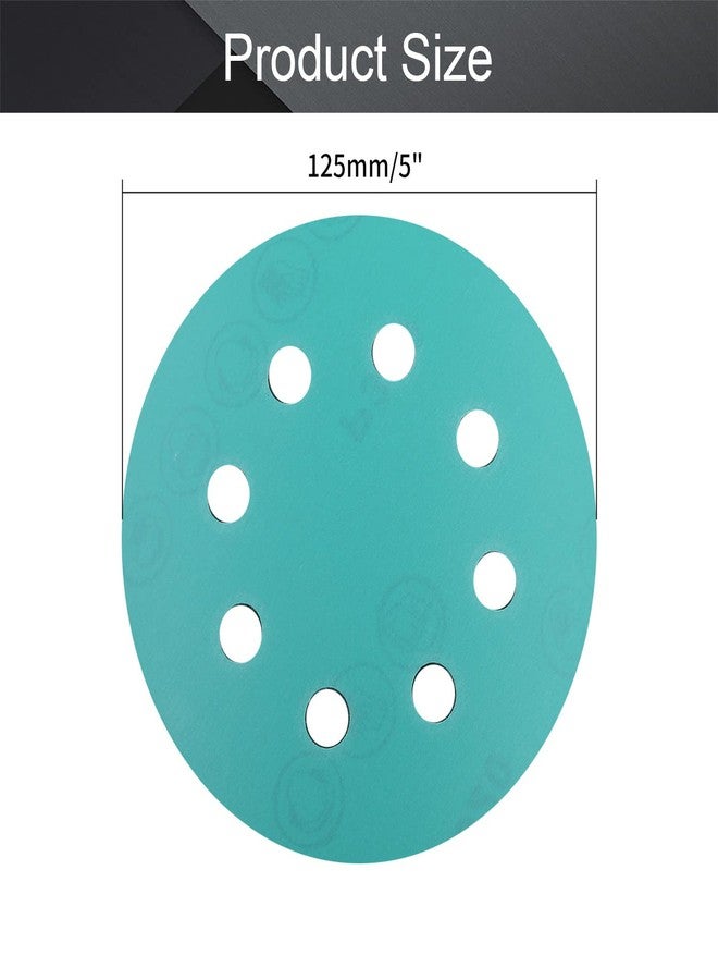 اتول مارت أقراص صنفرة Utoolmart مقاس 5 بوصات و8 فتحات وخطاف وحلقة بحبيبات 320، ورق صنفرة من كربيد السيليكون لصنفرة عشوائية للخشب والمعادن والتلميع التلقائي الرطب والجاف، عبوة من 15 قطعة ذهبية - Image 2