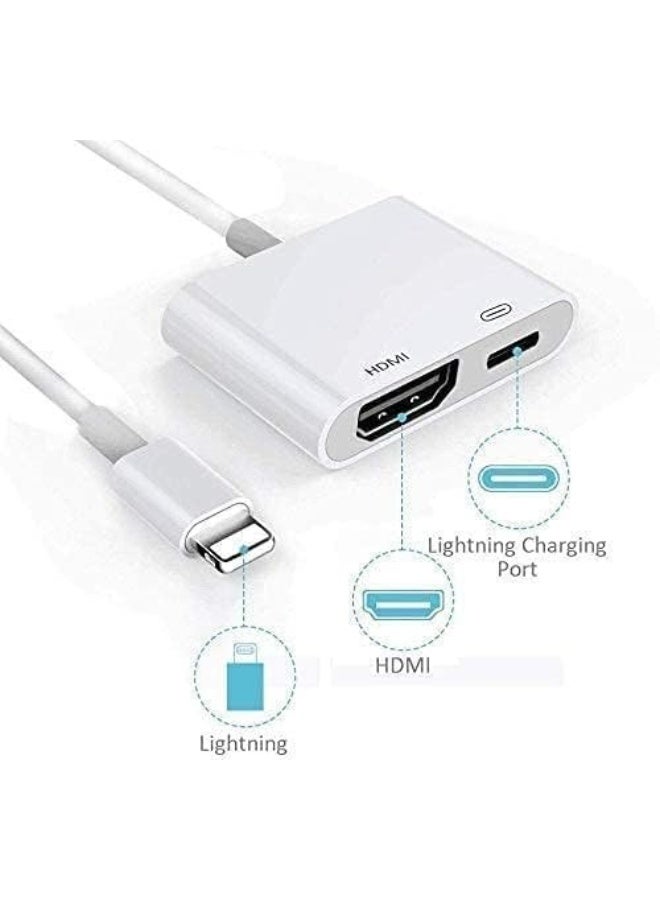 Lightning to HDMI Digital AV Adapter 1080P HD Video HDMI Sync Screen Connector Cable with Charging Port Compatible with iPhone 14/13/12/11/ X/ 8/7/ iPad on HDTV/Projector/Monitor - Image 3