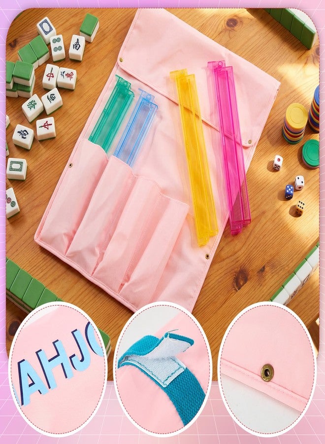 Yeyeplum 2 Pcs Mahjong Bags for Tiles and Racks Include Mahjong Tile Bag & Rack Bag, 37 Inch Protective Sleeve Tile Gift Accessory with Zipper & Letter for Mahj Pusher, Not Include Racks& Tiles(Pink) - Image 5