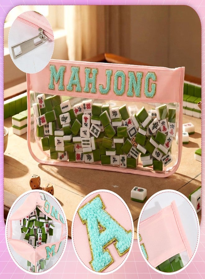 Yeyeplum 2 Pcs Mahjong Bags for Tiles and Racks Include Mahjong Tile Bag & Rack Bag, 37 Inch Protective Sleeve Tile Gift Accessory with Zipper & Letter for Mahj Pusher, Not Include Racks& Tiles(Pink) - Image 4