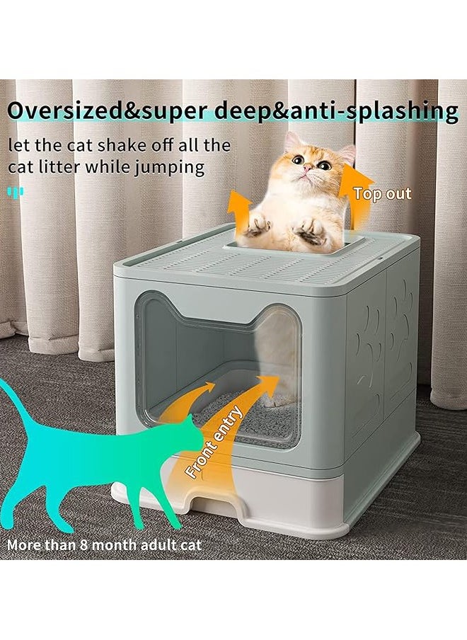 Arabest - Large Cat Litter Box with Lid, Enclosed Cat Potty, Top Entry Anti-Splashing Cat Toilet, Easy to Clean Including Cat Litter Scoop - Image 1