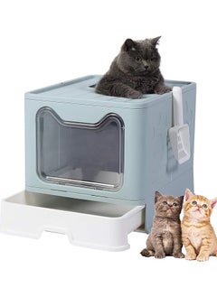 Large Cat Litter Box with Lid, Enclosed Cat Potty, Top Entry Anti-Splashing Cat Toilet, Easy to Clean Including Cat Litter Scoop