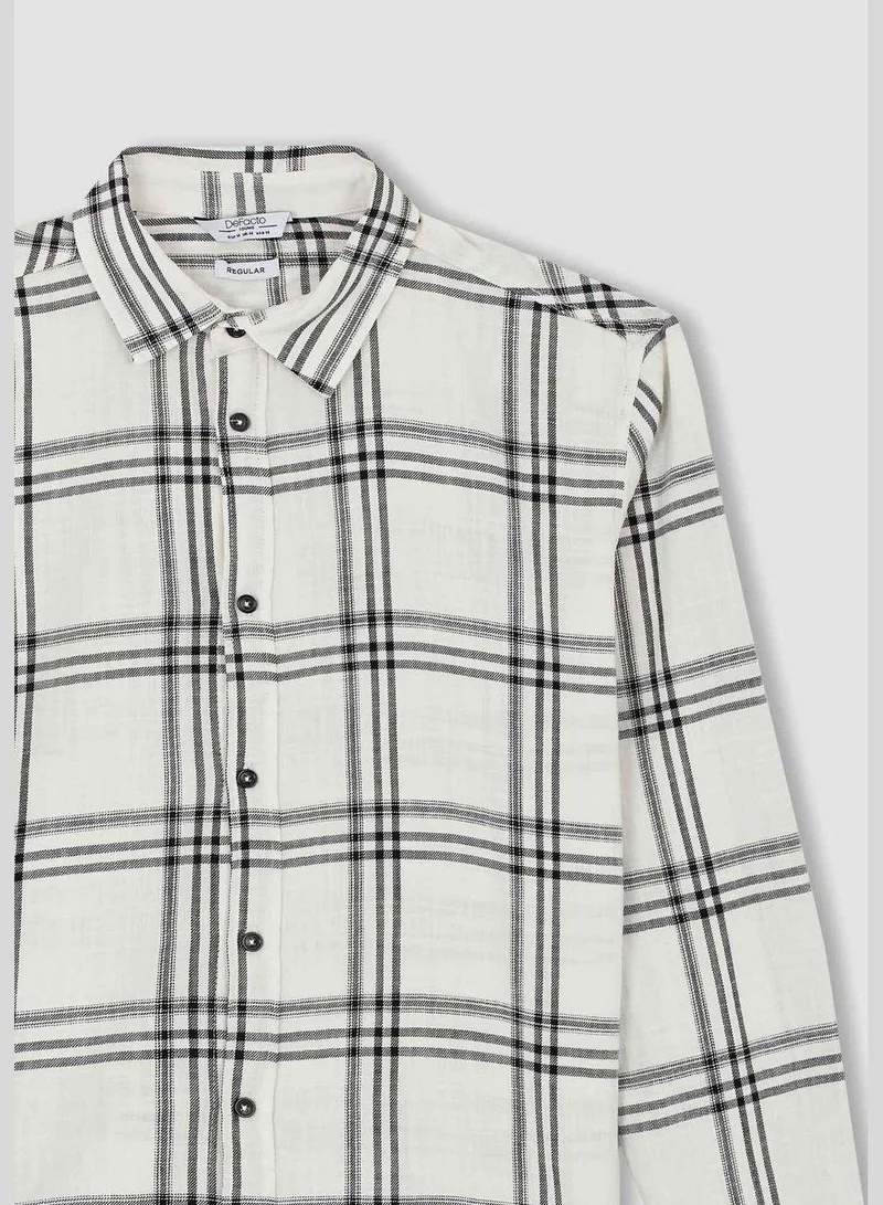 DeFacto Man Regular Fit Polo Neck Woven Top Long Sleeve Shirt