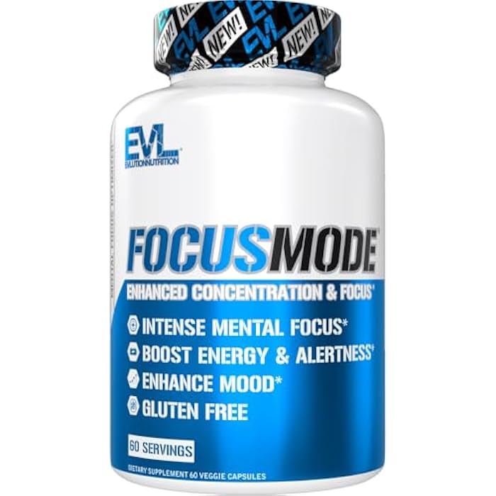 Evlution Nutrition Mental Energy and Focus Supplement for Adults - Nootropics Brain Support Supplement with Caffeine L Theanine Alpha GPC and L-Tyrosine - Focus Pills for Sustained Peak Performance - Image 1