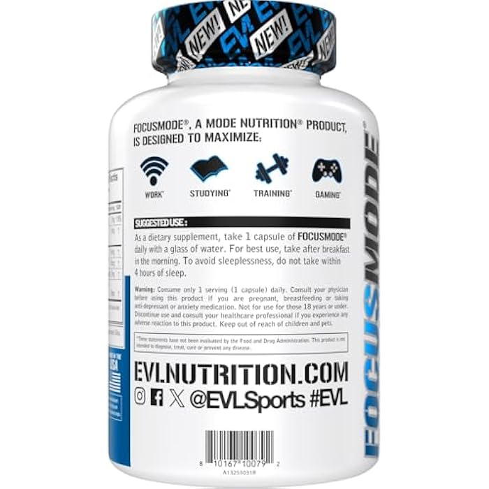 Evlution Nutrition Mental Energy and Focus Supplement for Adults - Nootropics Brain Support Supplement with Caffeine L Theanine Alpha GPC and L-Tyrosine - Focus Pills for Sustained Peak Performance - Image 3