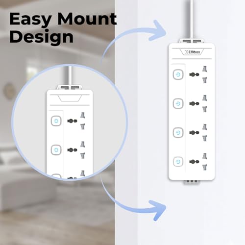 EMBOX Extension Board with Switches 2500 W, 4 Universal Sockets, Individual Switch, Safety Shutter, 6 amp Spike Guard, LED Indicator and Safety Shutter - Image 4
