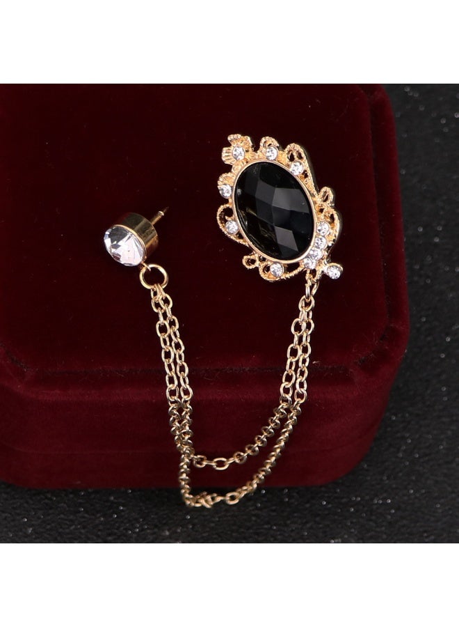 Shougu Versatile Temperament Personality Gemstone Tassel Chain Suit Brooch 