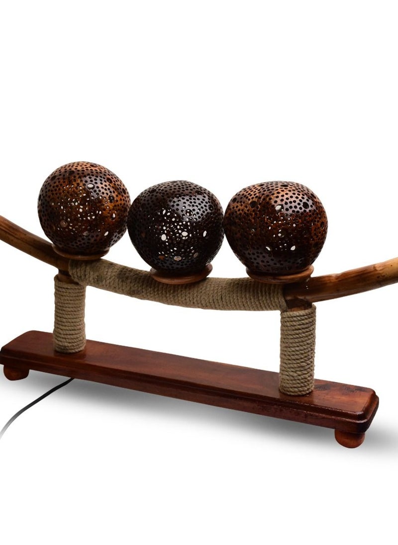N & H Boat Style 3 Balls Coconut Shell Table Lamp  - Image 5