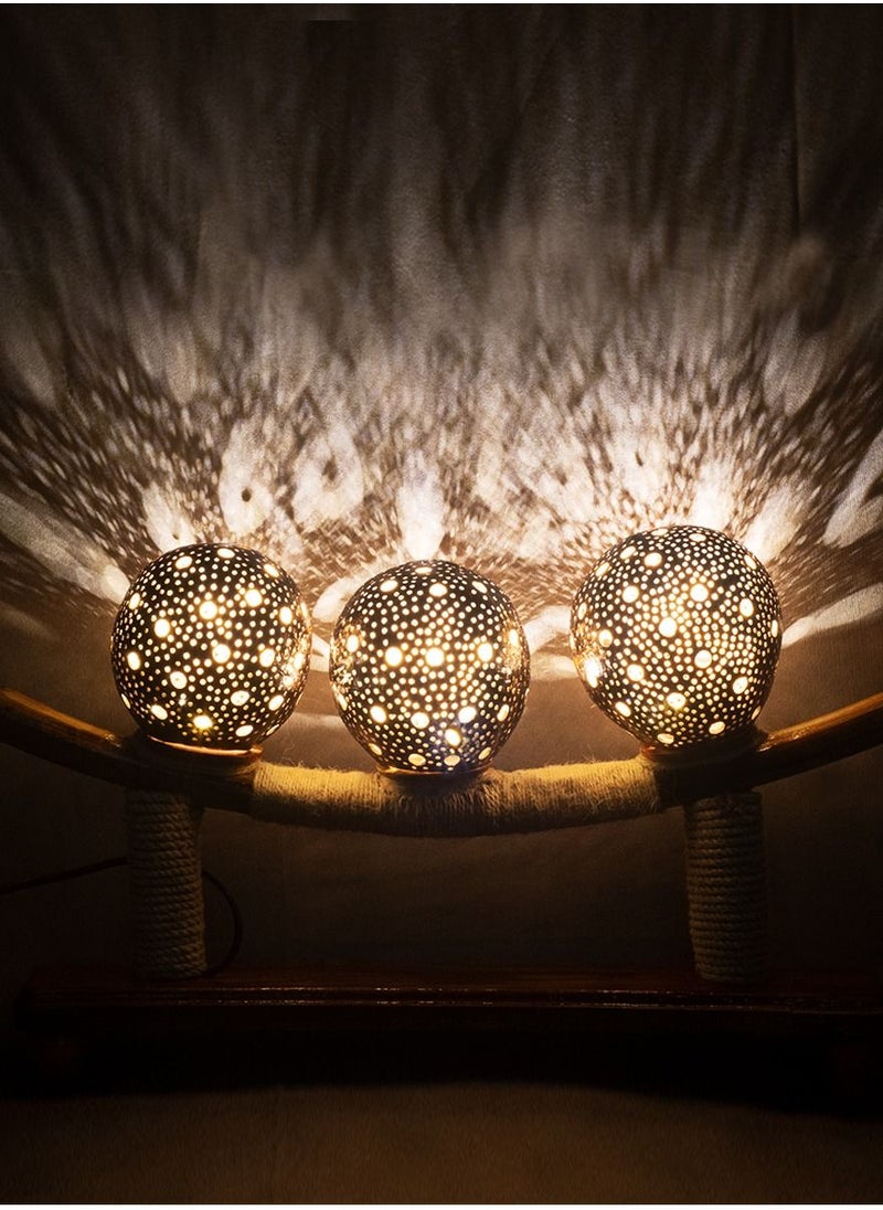 N & H Boat Style 3 Balls Coconut Shell Table Lamp  - Image 1