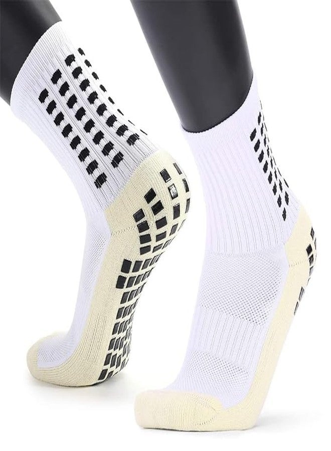 KWINTO Athletic Socks for Men Women, Rubber Anti-Slip and Thicken Cushion Sport Socks Ankle Length Socks for Badminton Soccer Running Gym & Indoor Training (White) - Image 1