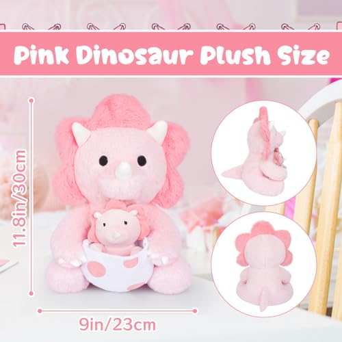 KOPHINYE Pink Dinosaur Stuffed Animal 118inch Pink Dinosaur Plush with Baby Dino for Kids Dino Toy Kawaii Triceratops Cuddle Plush Pillow for Girls Boys Christmas Birthday Gifts - Image 5