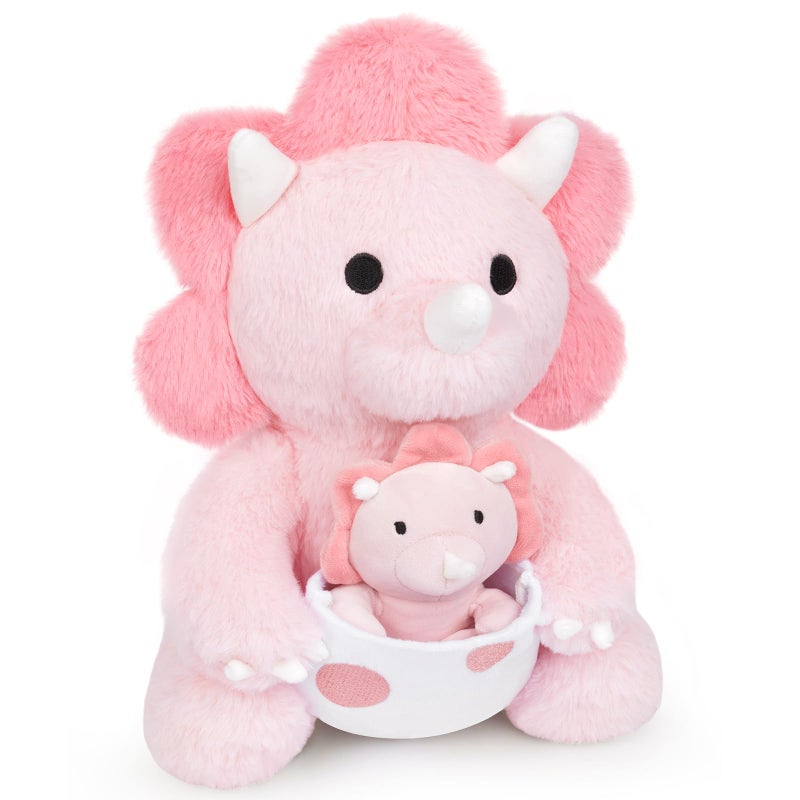 KOPHINYE Pink Dinosaur Stuffed Animal 118inch Pink Dinosaur Plush with Baby Dino for Kids Dino Toy Kawaii Triceratops Cuddle Plush Pillow for Girls Boys Christmas Birthday Gifts - Image 3
