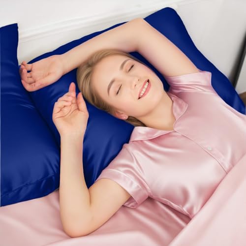 INSSL Silk Pillowcase for Women, Mulberry Silk Pillowcase for Hair and Skin and Stay Comfortable and Breathable During Sleep(Egyptain Blue,Standard) - Image 2