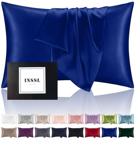 INSSL Silk Pillowcase for Women, Mulberry Silk Pillowcase for Hair and Skin and Stay Comfortable and Breathable During Sleep(Egyptain Blue,Standard) - Image 1