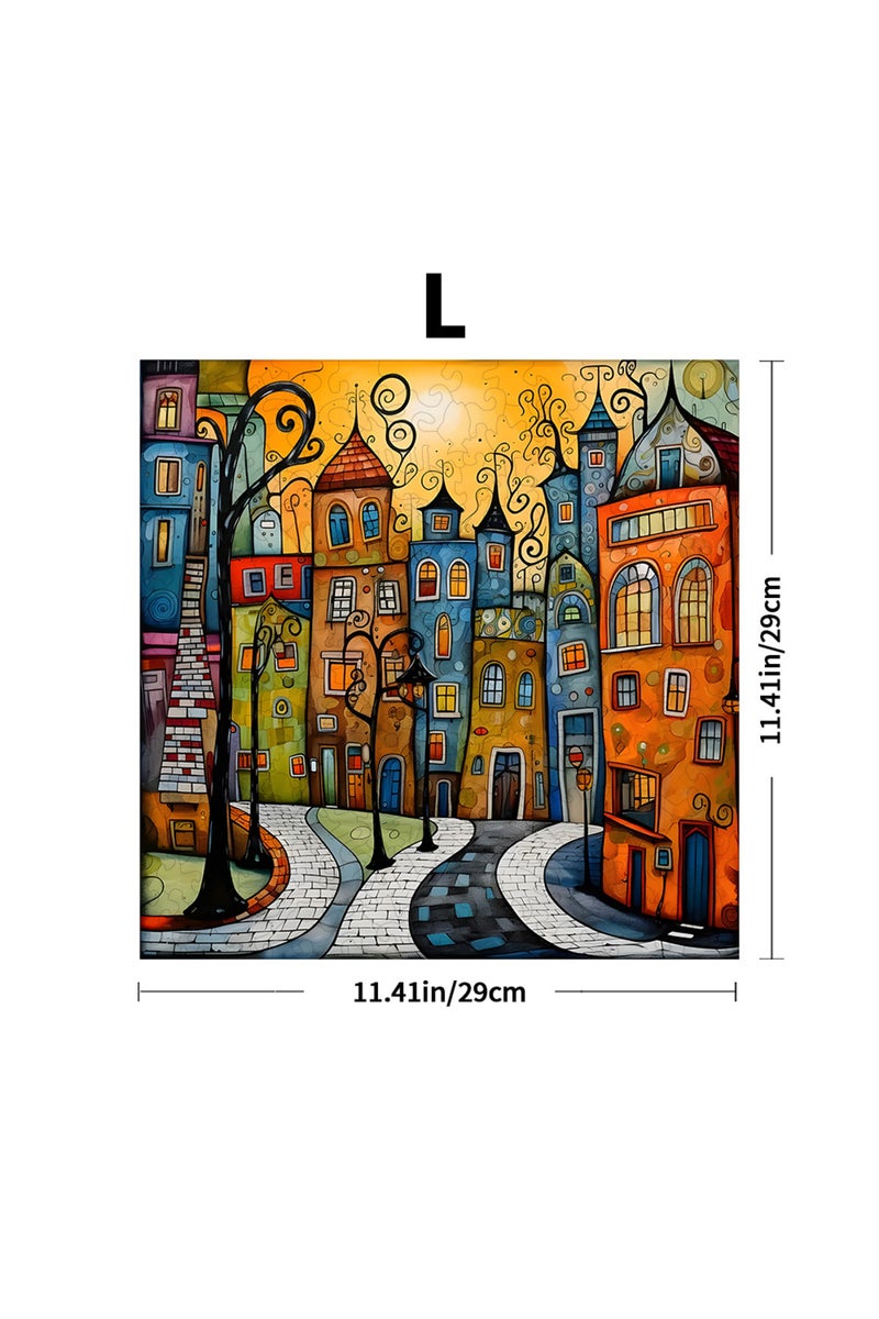 erorex Z172-L Unique Cartoon City Wooden Puzzle - Creative Irregular Shape Christmas, Birthday, and Holiday