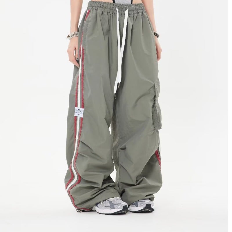 Casual Striped Cargo Pants Women Loose Fit Black  - Image 3