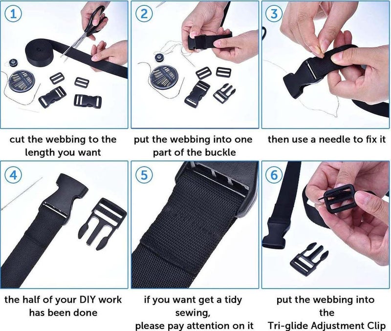 DIY Crafts DIY Crafts 1x Kit 1 inch 12 Inch Plastic Buckles Kit Include 5 Pack Side Release Plastic Buckles For Backpacks Luggage Dog Collar Paracord Belts Outdoor Supplies 10 Me1x Kit 1 inch  - Image 3