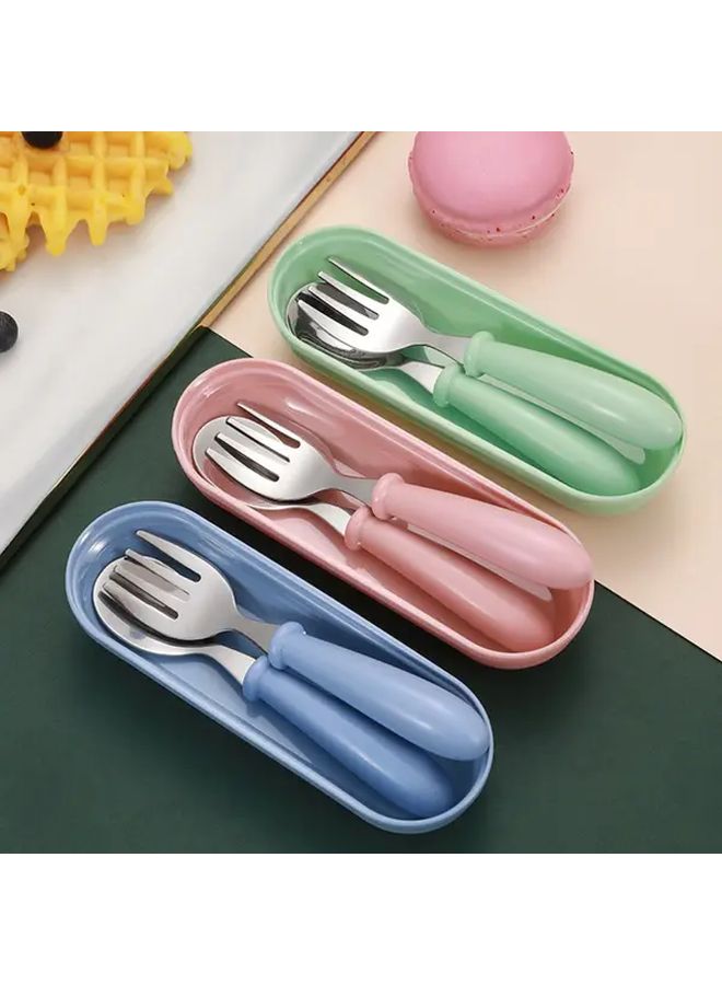 مجموعة أدوات المائدة من الفولاذ المقاوم للصدأ الأزرق مع صندوق تخزين نصوص قابلة للتخصيص ملعقة وشوكة متينة مثالية للحفلات وهدايا عيد الفصح - Image 3