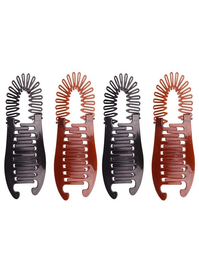 Pluzmecalm 4Pcs Banana Hair Clip Elongated Interlocking Plastic Two Sides Hair Combs Hairpins Barrettes Accessories for Women Girls - Image 1