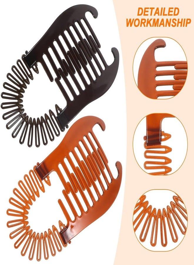 Pluzmecalm 4Pcs Banana Hair Clip Elongated Interlocking Plastic Two Sides Hair Combs Hairpins Barrettes Accessories for Women Girls - Image 2
