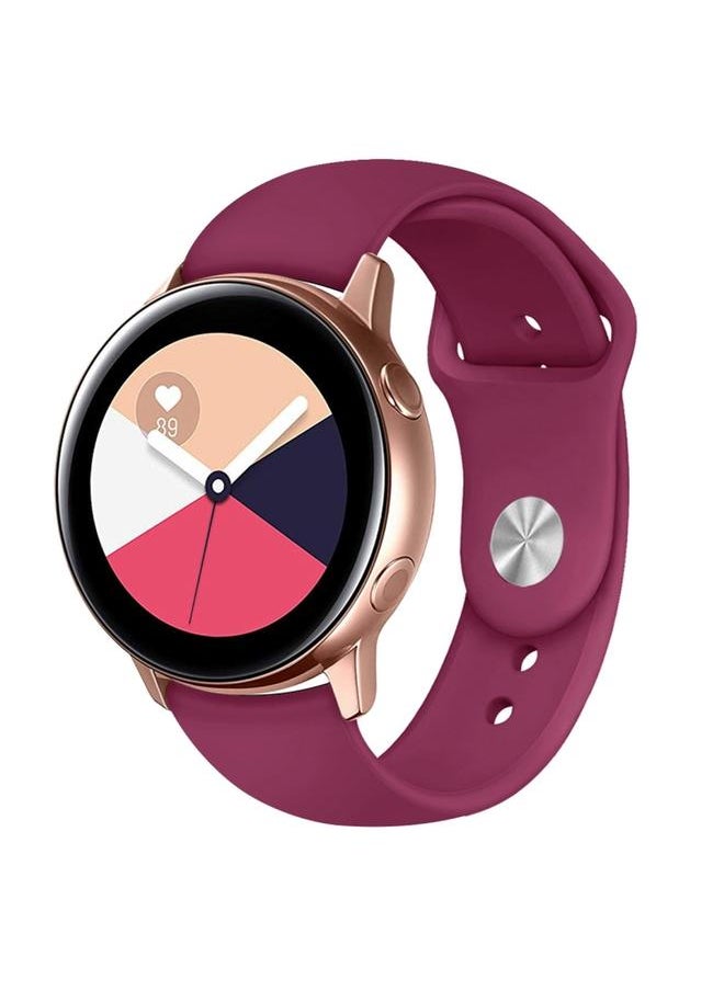 Green Tiger - For Samsung Galaxy Watch Active2 Bluetooth Version 40mm Smart Watch Solid Color Silicone Watch Band, Size S Wine Red - Image 1