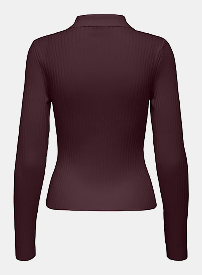 ONLY ONLY Womens Elisa Longsleeve Ribbed Polo - Image 2