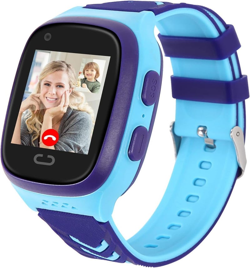 4G Kids Smart Watch Girls with GPS Tracker & Video Calling, One-key SOS Call, Voice Chat, Camera, Alarm Clock, Touch Screen Smart Watch Gifts for Girls Age 5-12 (Blue) - Image 1