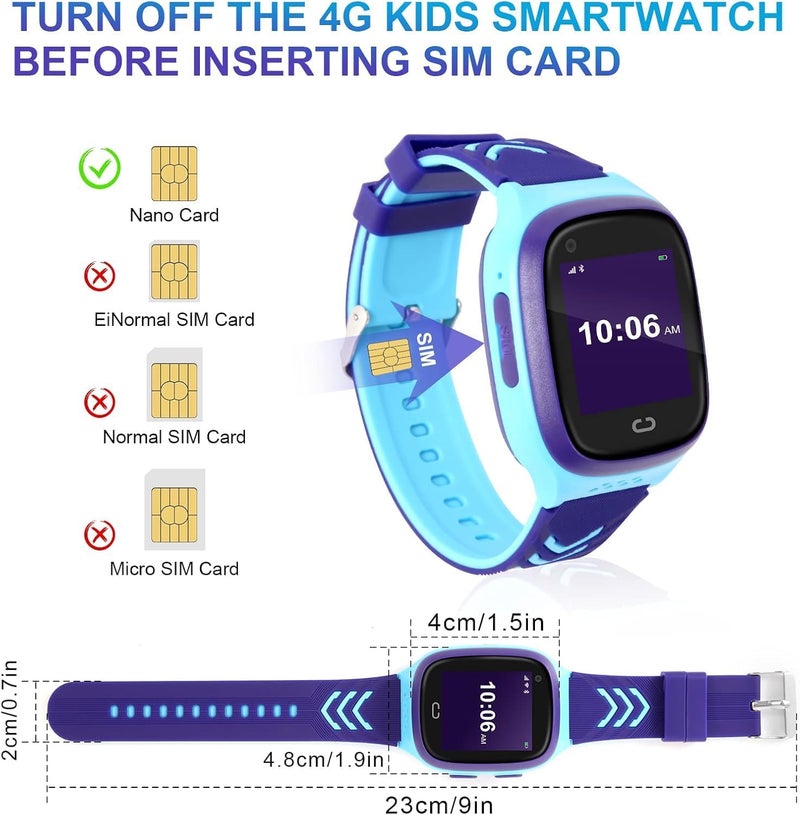 4G Kids Smart Watch Girls with GPS Tracker & Video Calling, One-key SOS Call, Voice Chat, Camera, Alarm Clock, Touch Screen Smart Watch Gifts for Girls Age 5-12 (Blue) - Image 3