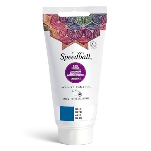 Speedball Fabric Block Printing Ink, 2.5-Ounce, Blue - Print on Textiles & Paper - Made in USA - Image 1