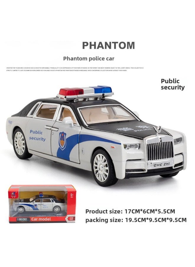 Generic 1:32 Police Car Model Children's Toy Car Alloy Light Music Pull Back Six Open Door Police Car Toy-Color:1 To 32 Cars To Rolls-Royce Police Car-White  - Image 1