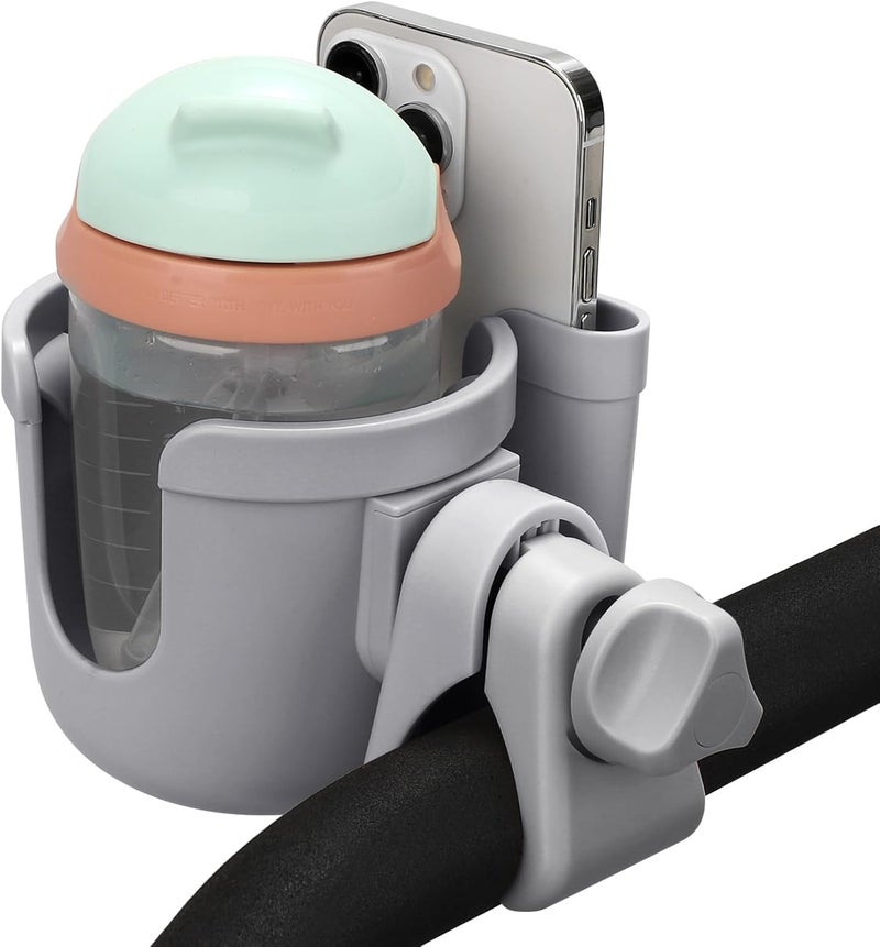 accmor Stroller Cup Holder with Phone Holder, Bike Cup Holder, Universal Cup Holder for Uppababy Nuna Doona Strollers, 2-in-1 Cup Holder for Walker, Wheelchair, Scooter - Image 2