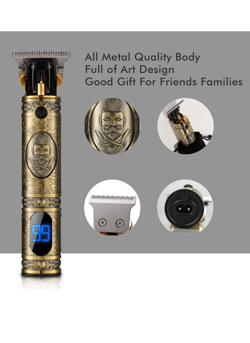 ELTRAZONE Upgraded Hair Trimmer Beard Clippers for Men Professional USB Electric Hair Clippers for Hair Cutting T Blade Gold Trimmers Pro Li Cordless Outliner Zero Gaped Rechargeable Retro Trimmer LED Display - Image 3
