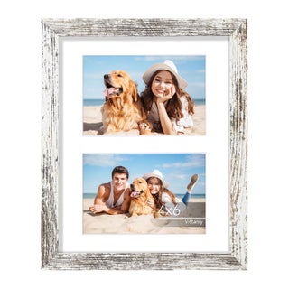 Vittanly 8x10 Collage Picture Frame  Displays 2Pcs 4x6 Pictures with Mat or 1Pcs 8x10 without Mat  Photo Frame for Wall Mounting or Table Top with Stand  Distressed White  1 Pack - pzsku/Z202331086BAB28E9A7ABZ/45/1749718333/0d45f2e0-77be-477f-8ac1-cbd35d6bac0d