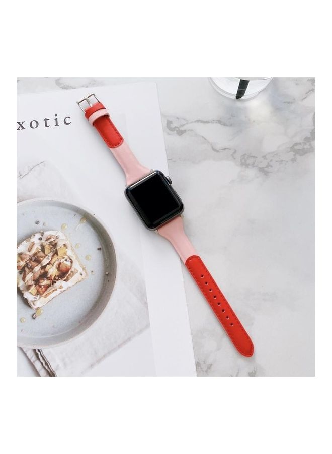 NIBEMINENT Ethnic Replacement Watchband for Apple Watch Series 1/2/3/4/5/6/7/SE 38/40/41mm Red/Pink - Image 1