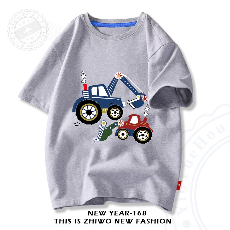 Boys Summer Short Sleeve T-Shirt Children'S Cotton Cartoon Half Sleeve Boys Loose Casual Bottoming Shirt 3 - Image 4