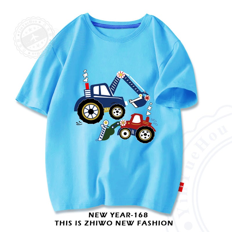 Boys Summer Short Sleeve T-Shirt Children'S Cotton Cartoon Half Sleeve Boys Loose Casual Bottoming Shirt 3 - Image 3