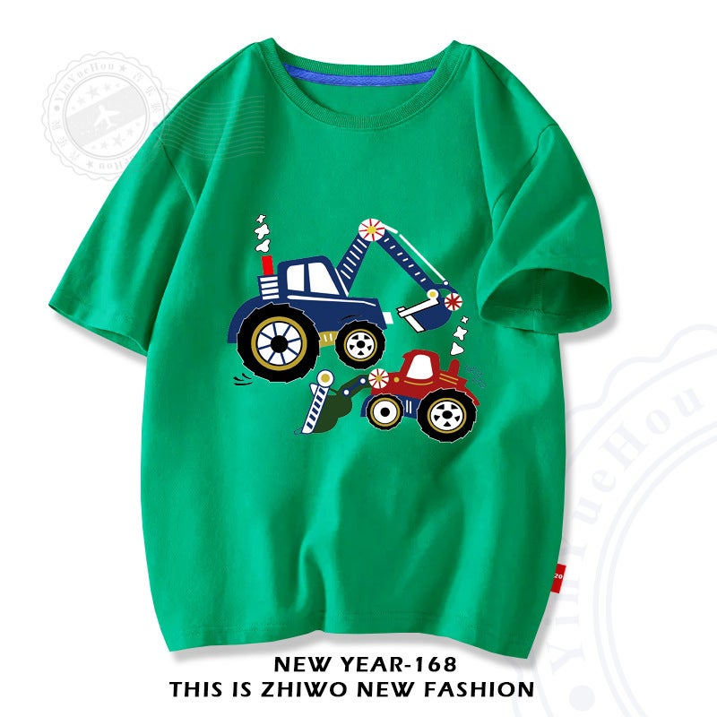 Boys Summer Short Sleeve T-Shirt Children'S Cotton Cartoon Half Sleeve Boys Loose Casual Bottoming Shirt 3 - Image 5