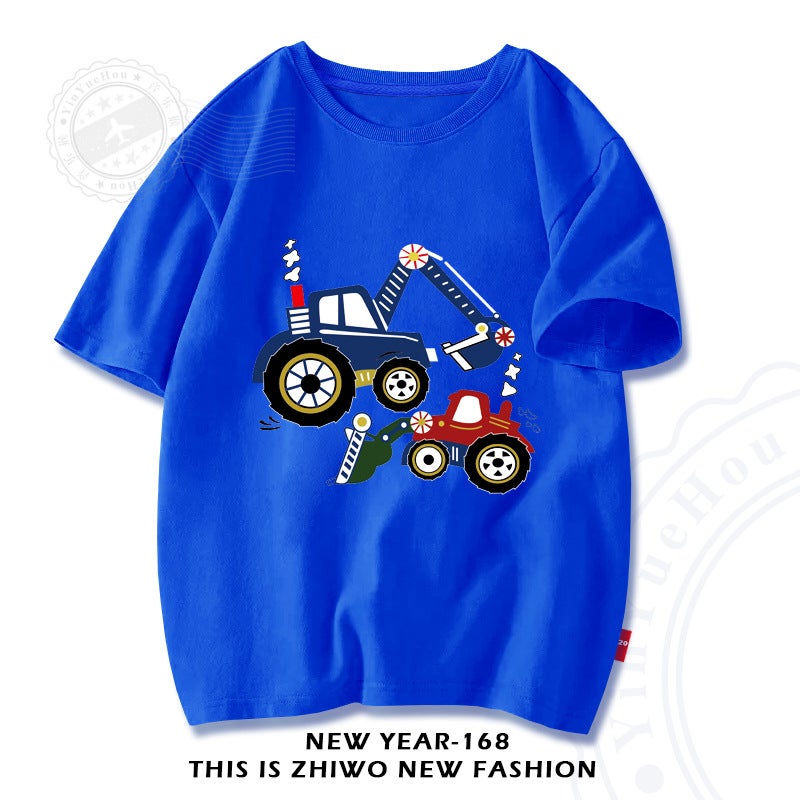 Boys Summer Short Sleeve T-Shirt Children'S Cotton Cartoon Half Sleeve Boys Loose Casual Bottoming Shirt 3 - Image 1