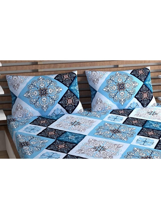 Urban Magic URBAN MAGIC Elegant Motifs Printed Blue Single Bedsheet with 1 Pillow Cover  - Image 5