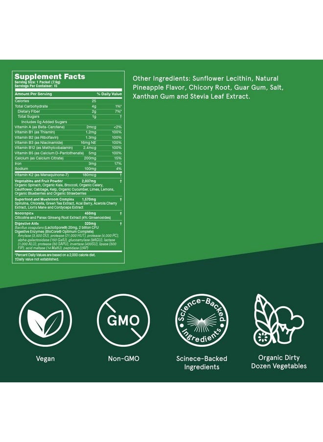 Bulletproof Greens Packets 15 Count Daily Greens Powder With Superfoods And Nootropics  - Image 3