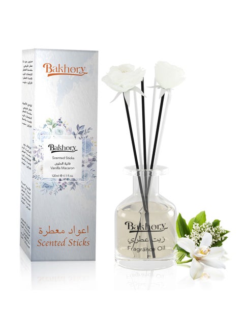 Air Freshner Vanilla Macaron Reed Diffuser Set, Long Lasting Aromatherapy Sticks, 120ml 4.1 Fl. Oz