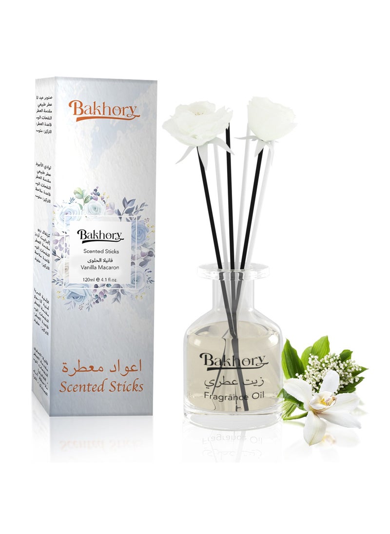 بخورى مجموعة معطرات الجو بالفانيليا والمعكرون والقصب، أعواد علاجية طويلة الأمد، 120 مل 4.1 أونصة سائلة. أوز  - Image 1