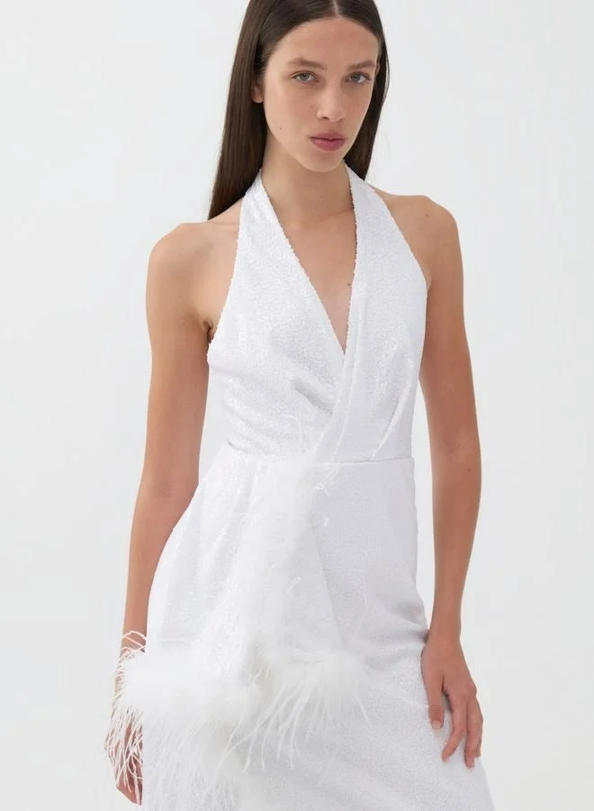 Nocturne Feather Trim Dress