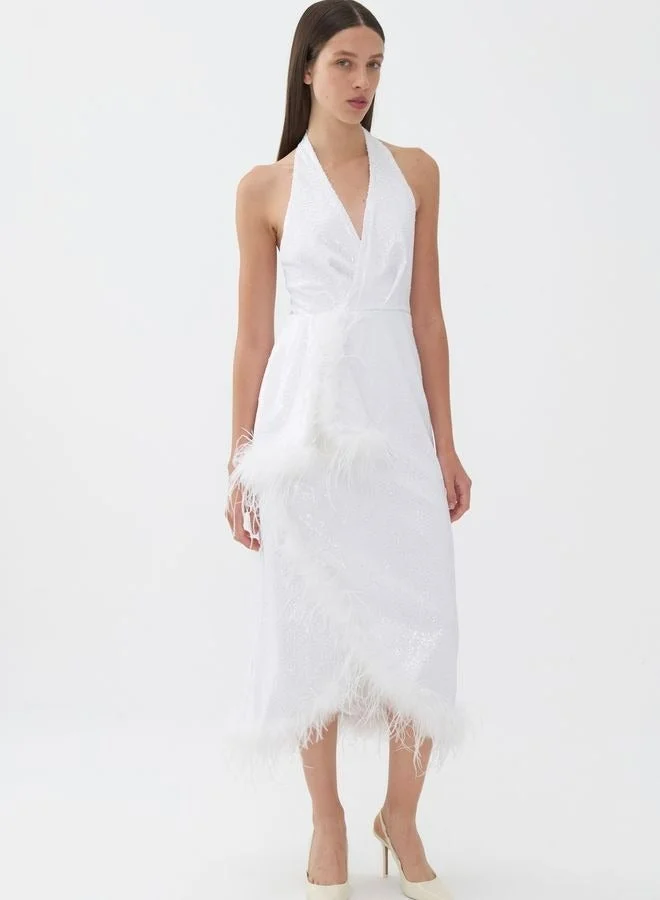 Nocturne Feather Trim Dress